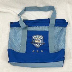 Vintage 2008 Los Angeles LA Dodgers 50th Anniversary Beach Blue Zip Top Tote Bag